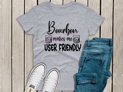 Bourbon makes me user friendly shirt funny drinking shirt size M-4X